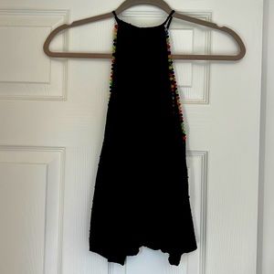 High Neck Black Flowy Top